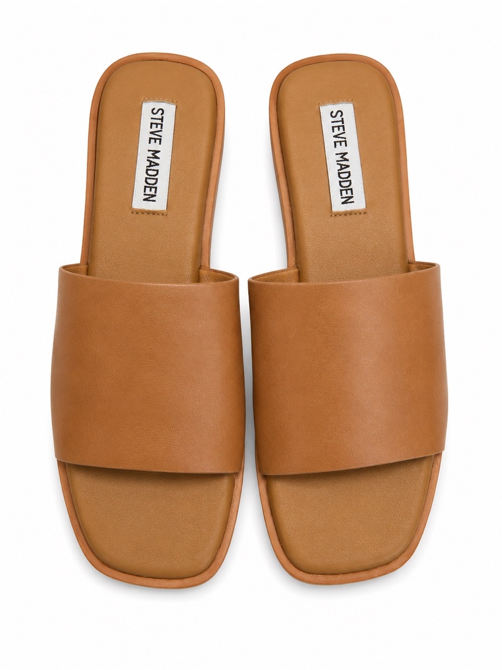 Steve Madden Cognac Leather  Wide-Band Slide Mules NWT